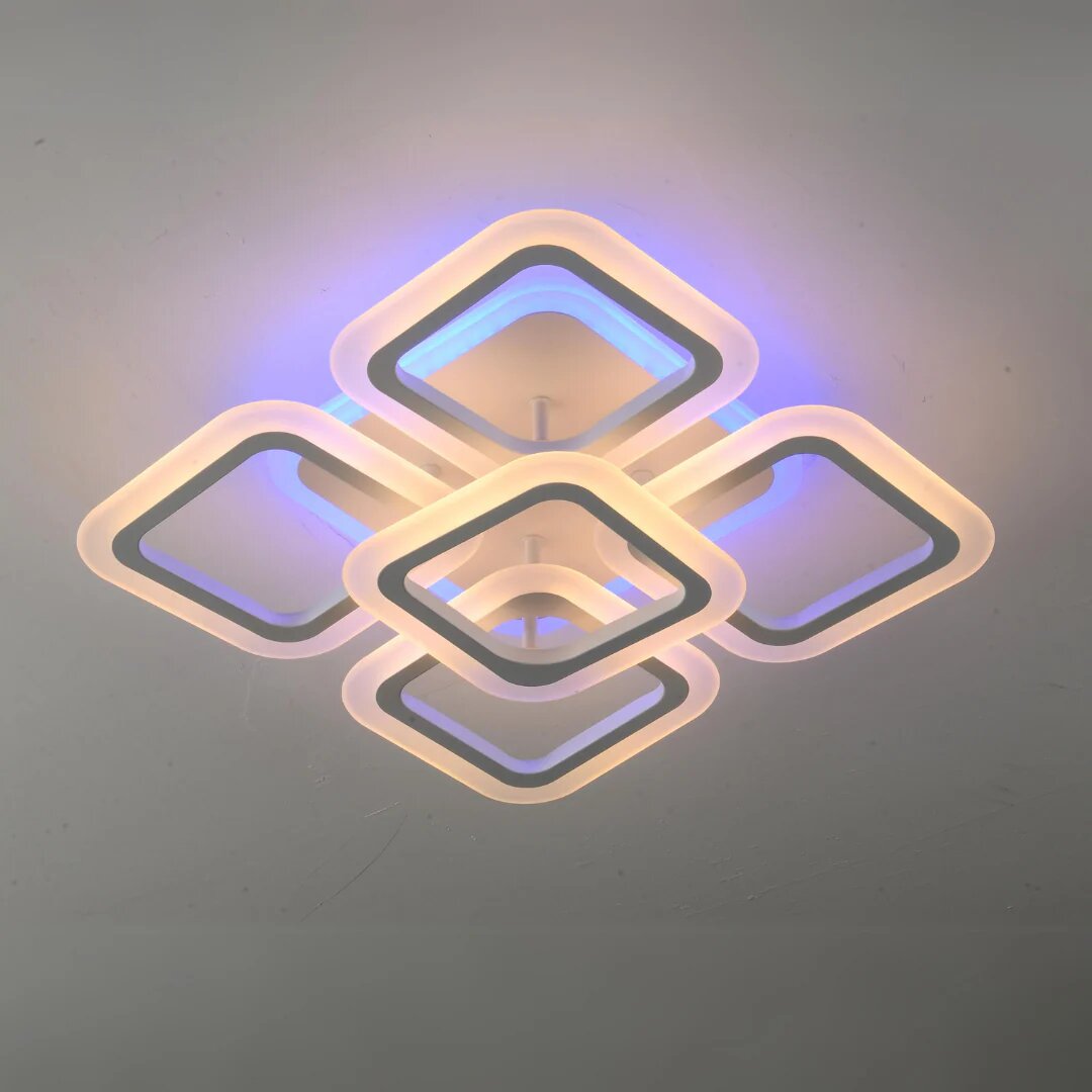 Lustra LED cu Telecomanda RGB, 58W, 3 tipuri de lumina, Alb