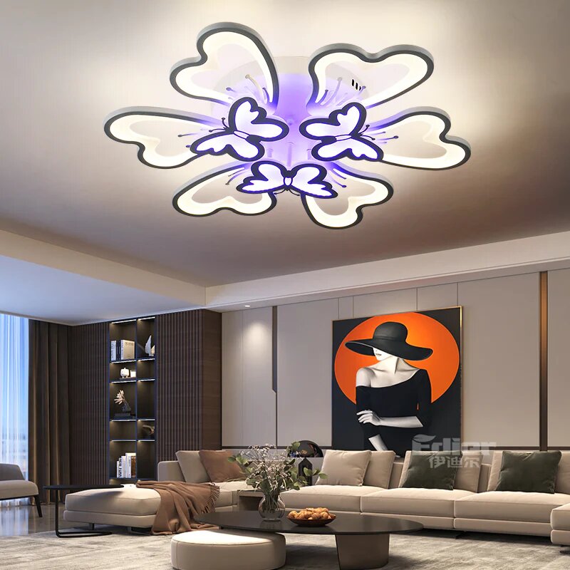 Lustra LED cu Telecomanda RGB, 210W, 3 tipuri de lumina, Alb