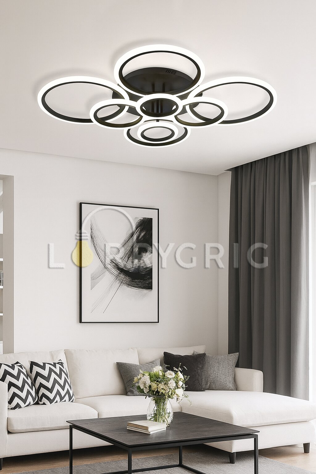 Lustra LED cu Telecomanda, 208W, 3 tipuri de lumina, Negru