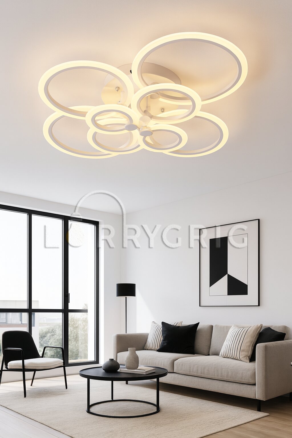 Lustra LED cu Telecomanda, 208W, 3 tipuri de lumina, Alb