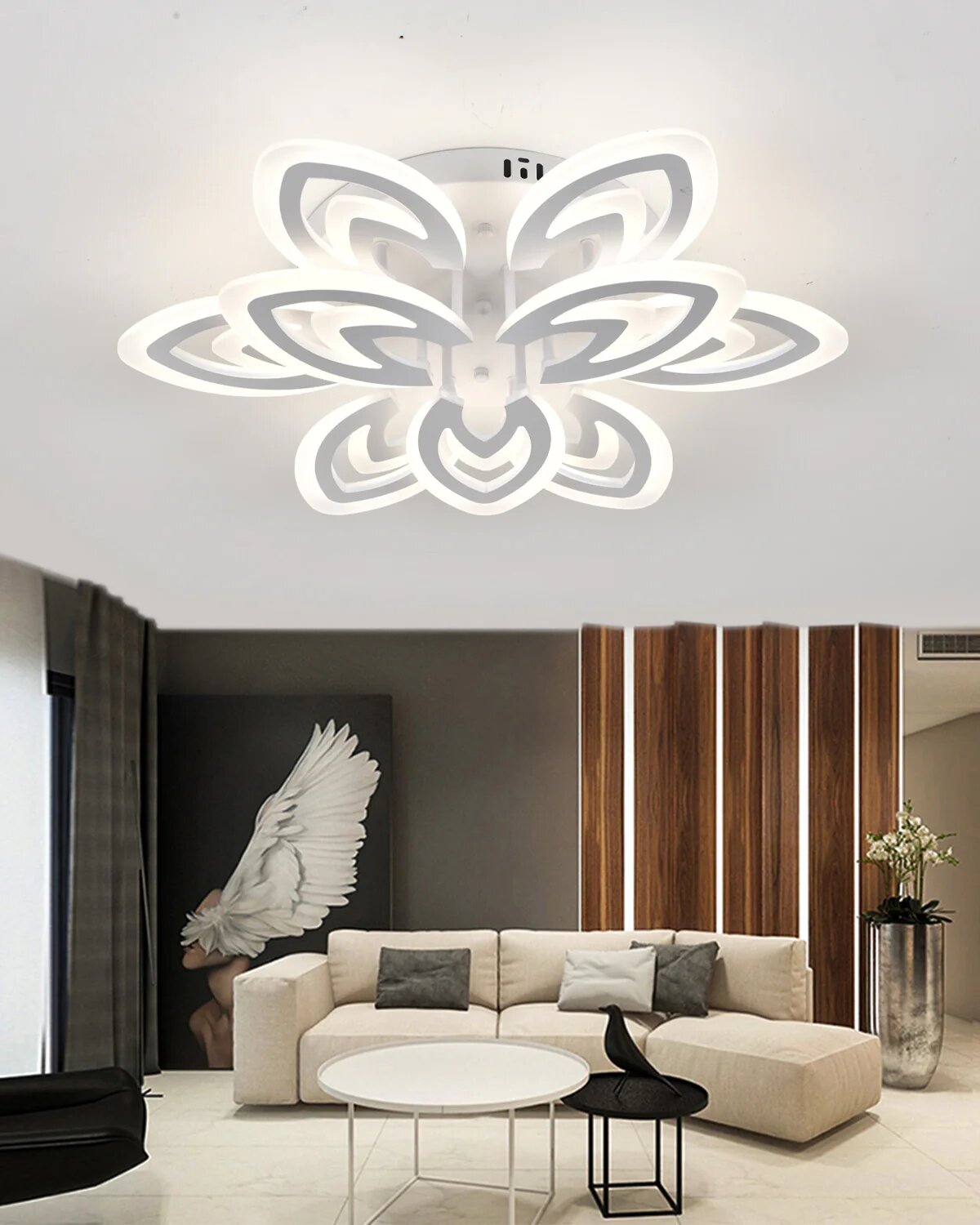 Lustra LED cu Telecomanda, 180W, 3 tipuri de lumina, Alb