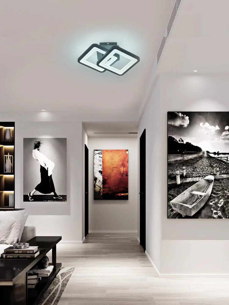 Lustra LED cu Telecomanda, 28W, 3 tipuri de lumina, Negru