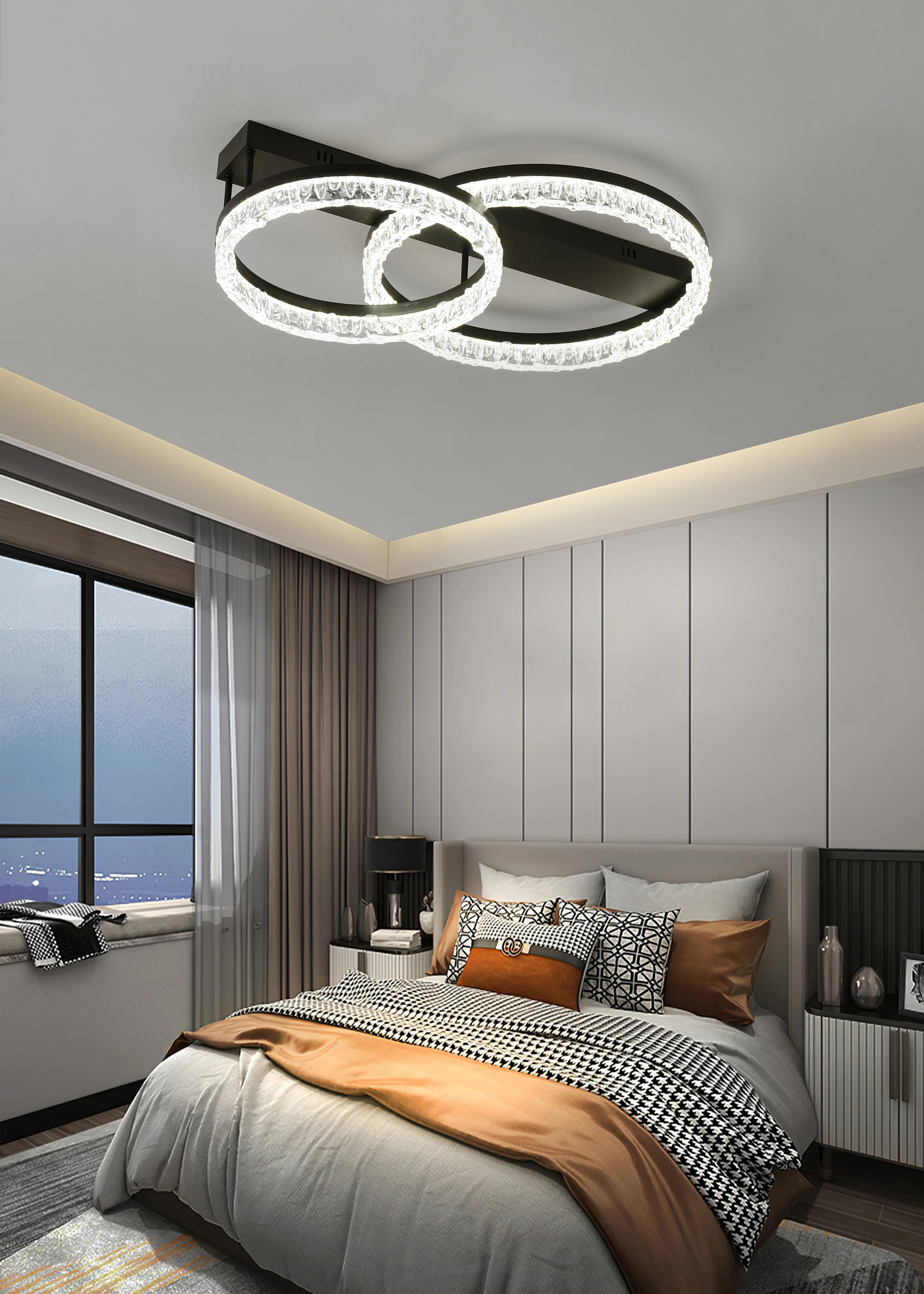 Lustra LED cu Telecomanda, 120W, 3 tipuri de lumina, Negru