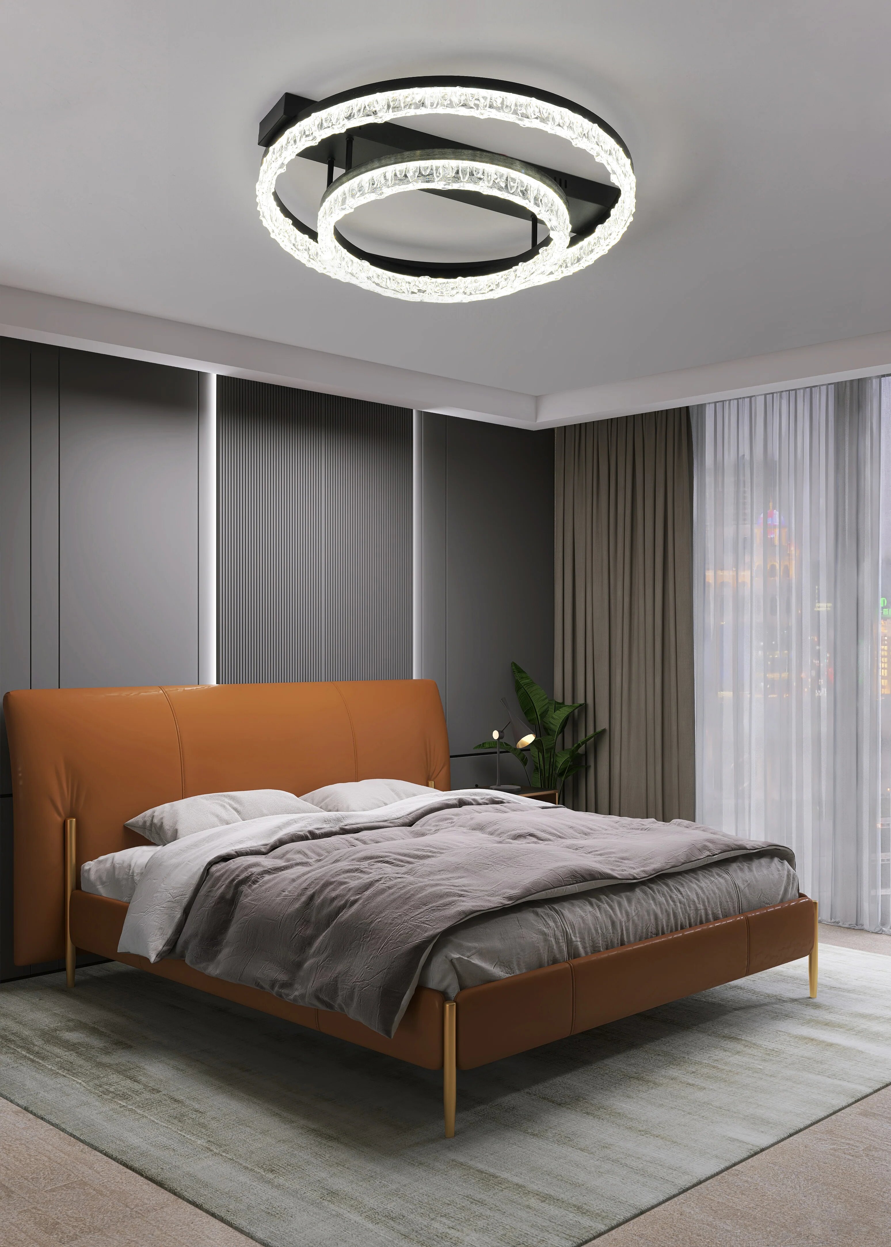 Lustra LED cu Telecomanda, 144W, 3 tipuri de lumina, Negru