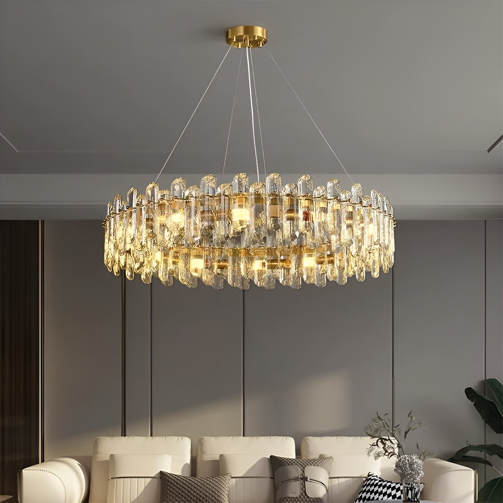 Candelabru Cristal, 60cm, 10 x E14, Auriu