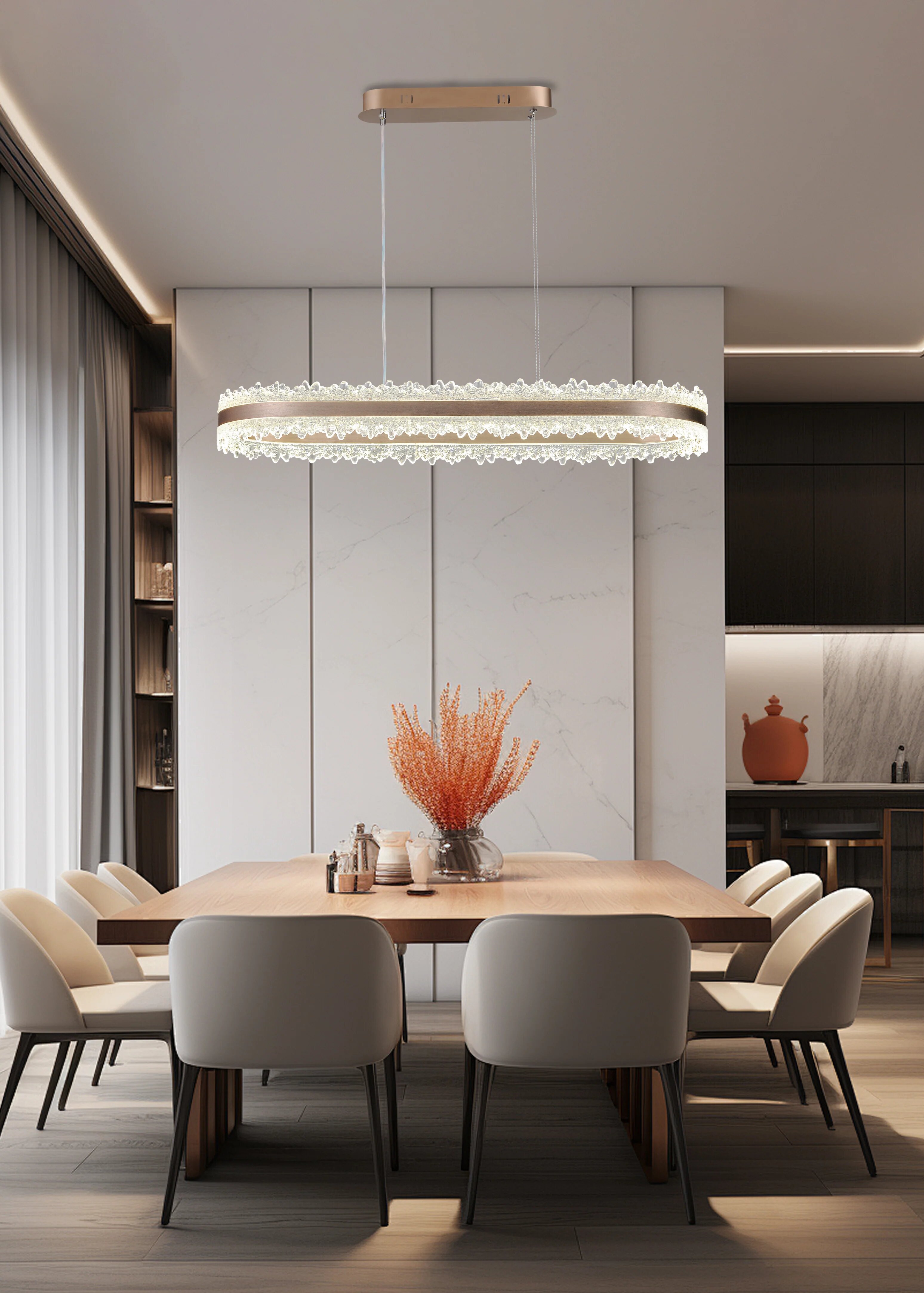 Pendul LED cu Telecomanda, 200W, 3 tipuri de lumina, Maro