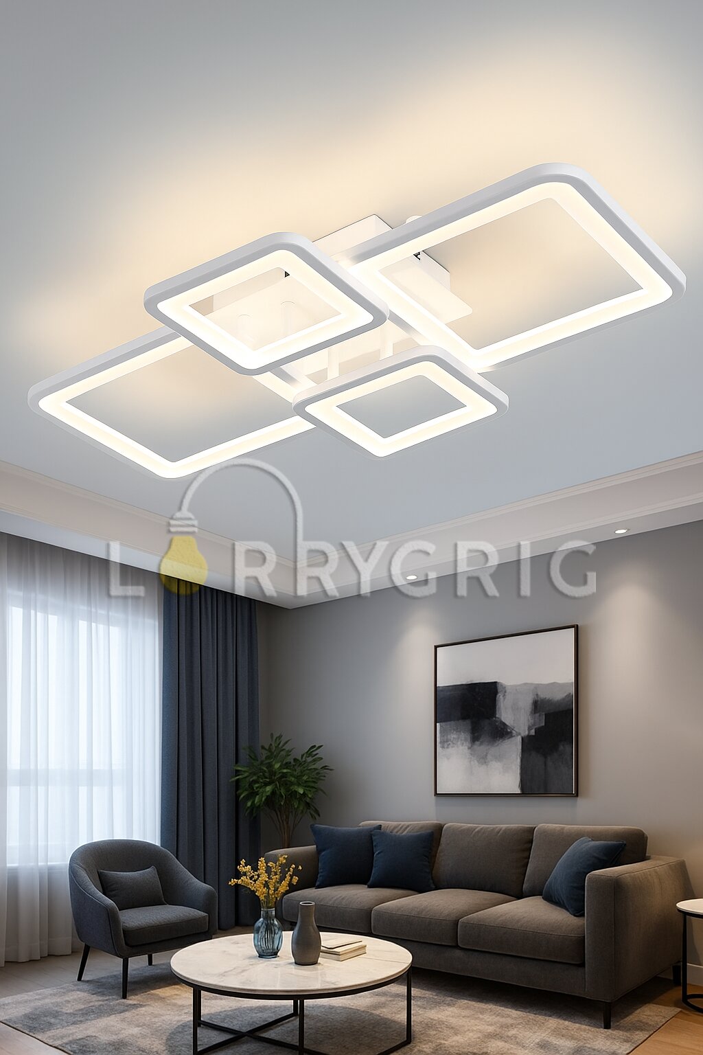 Lustra LED cu Telecomanda, 128W, 3 tipuri de lumina, Alb