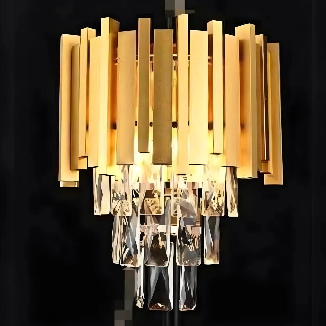 Aplica Cristal, 2 x E27, Auriu