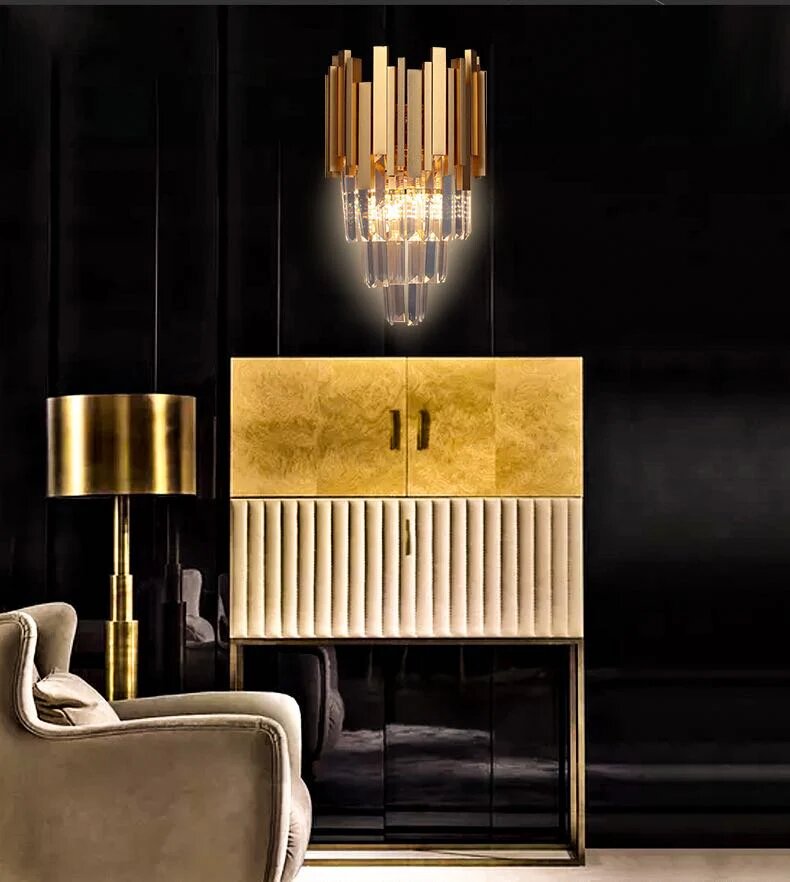 Aplica Cristal, 2 x E27, Auriu