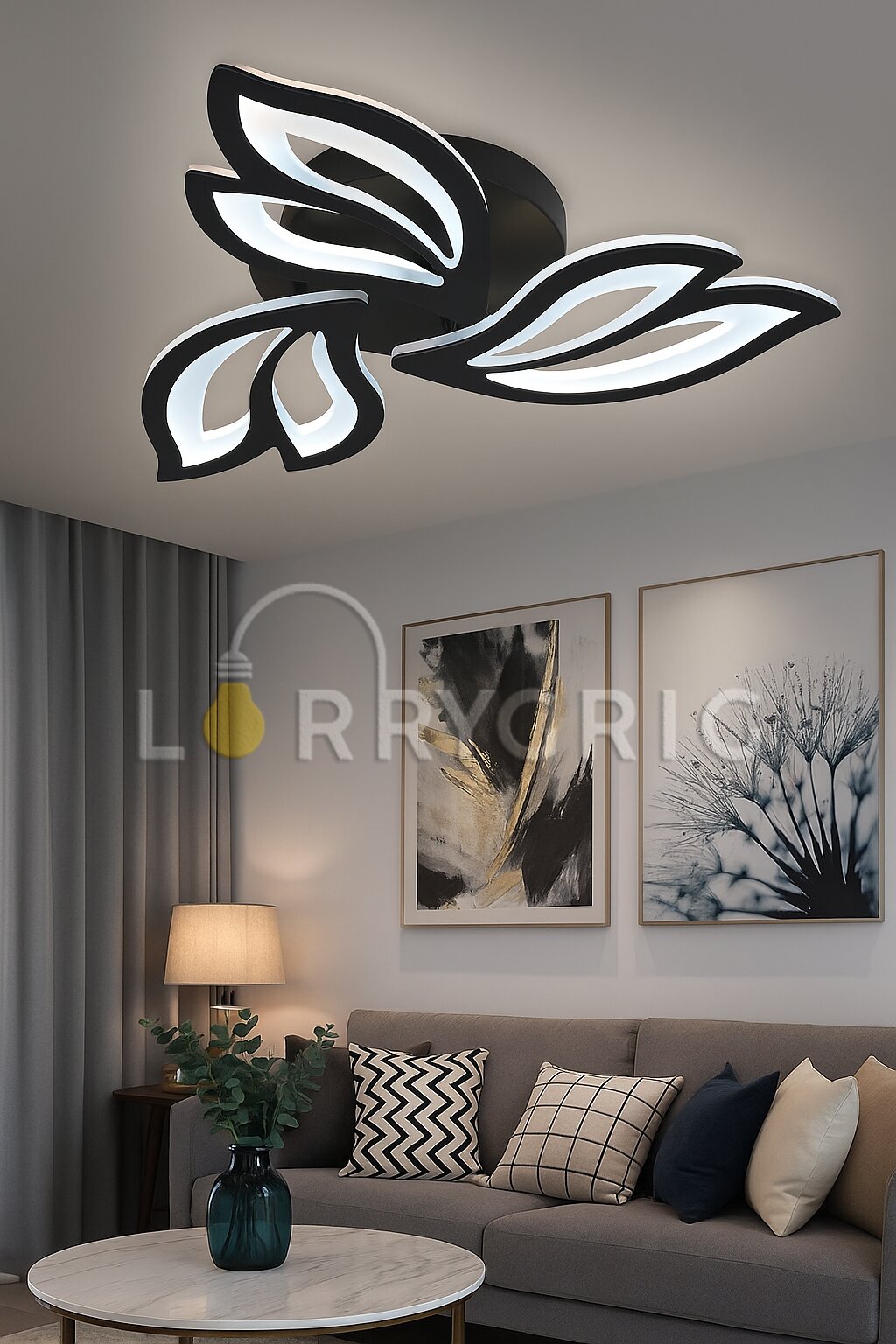 Lustra LED cu Telecomanda, 72W, 3 tipuri de lumina, Negru