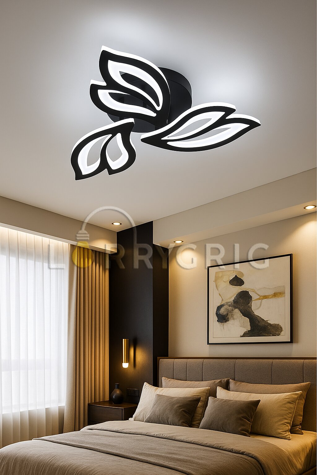 Lustra LED cu Telecomanda, 72W, 3 tipuri de lumina, Negru