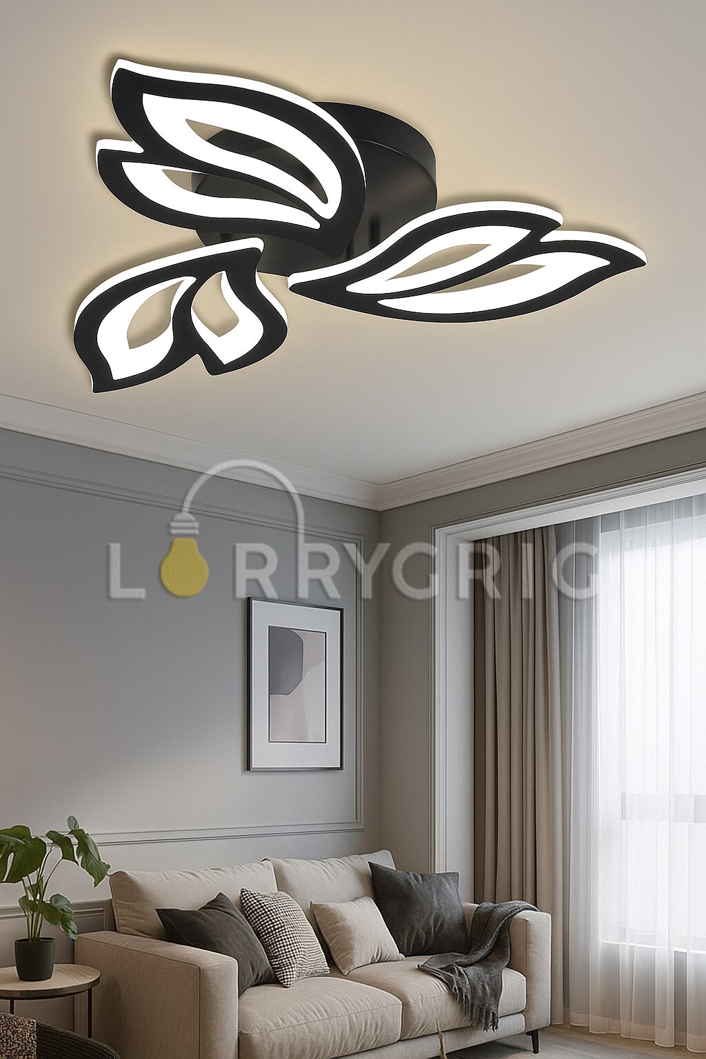 Lustra LED cu Telecomanda, 72W, 3 tipuri de lumina, Negru