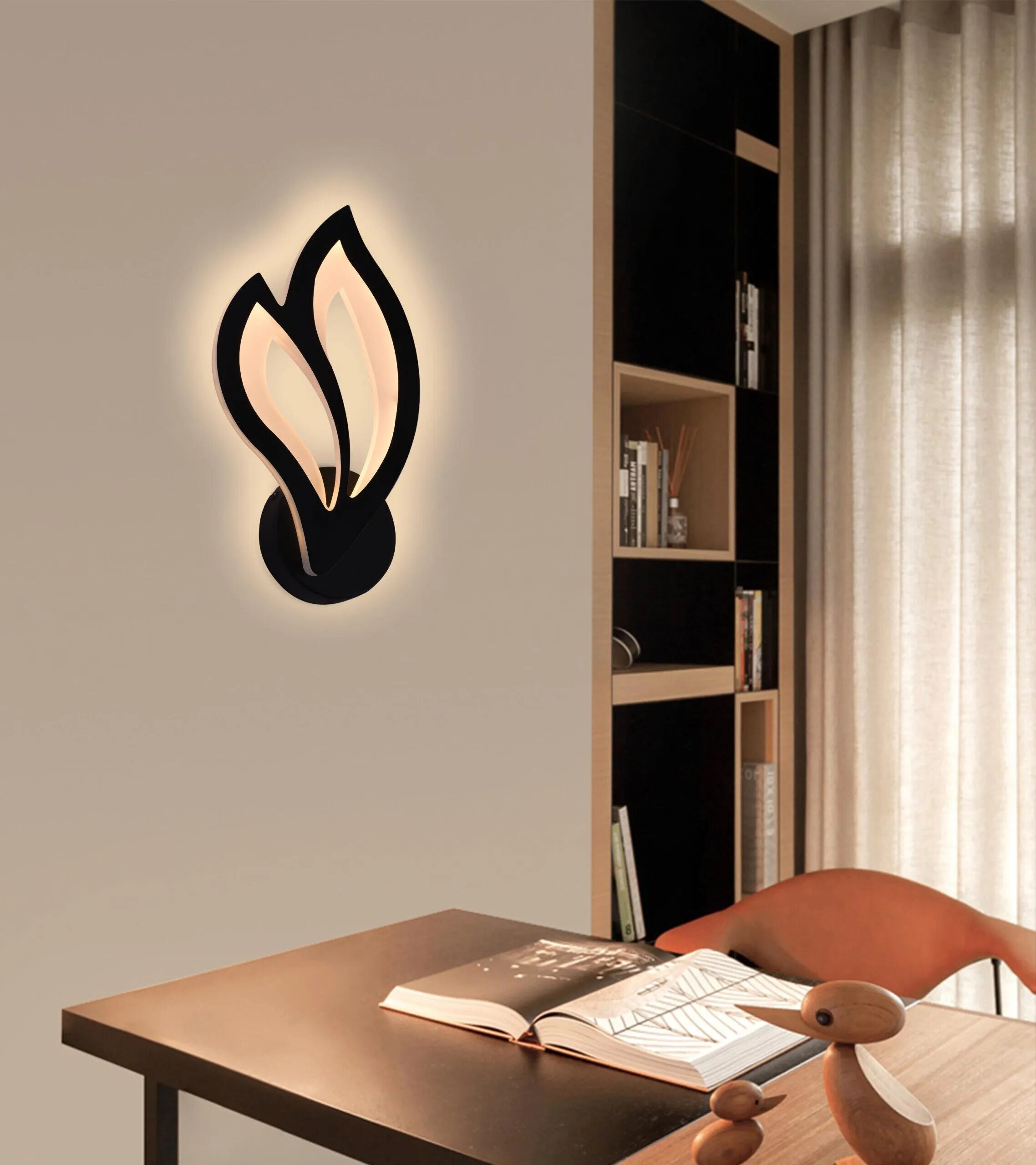 Aplica LED, 24W, 3 tipuri de lumina, Negru