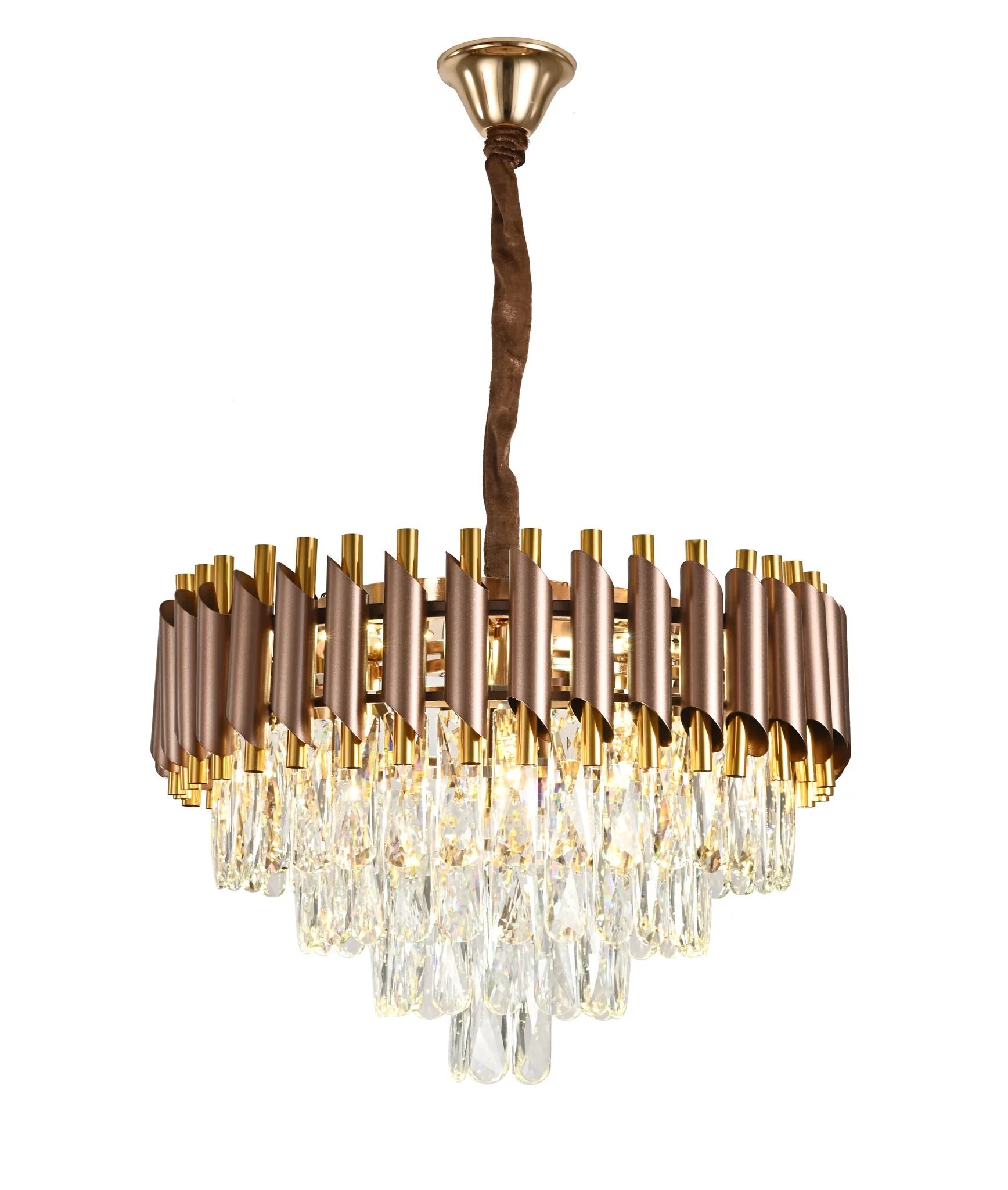Candelabru Cristal, 50cm, 8 x E27, Maro/Auriu