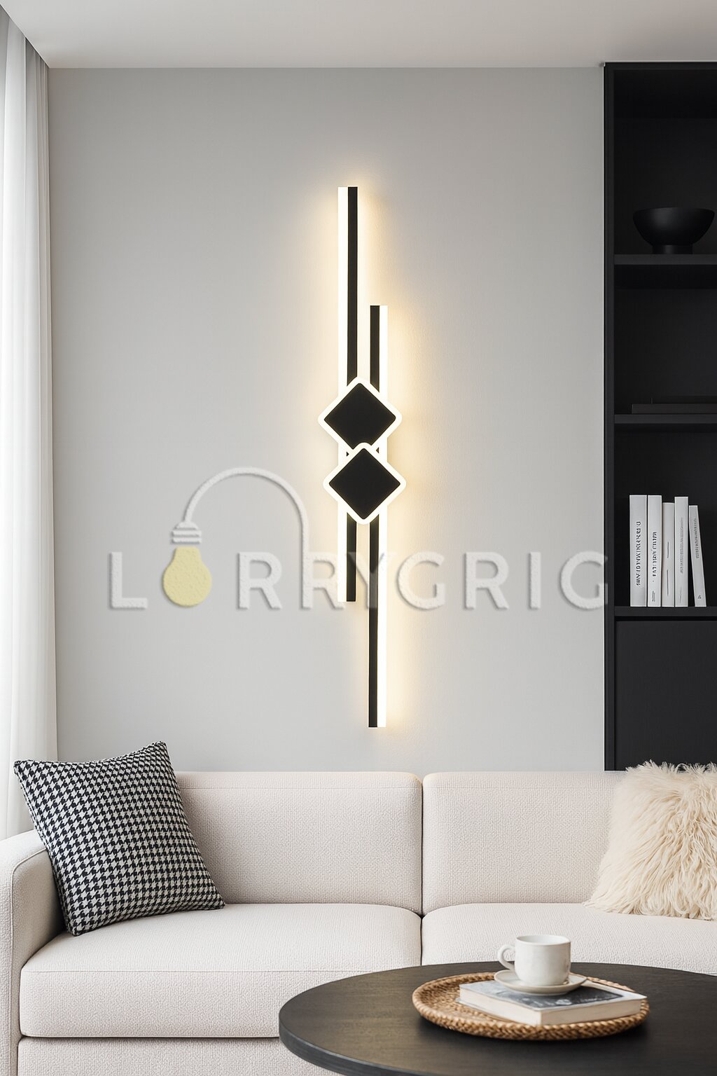 Aplica LED, 64W, 3 tipuri de lumina, Negru