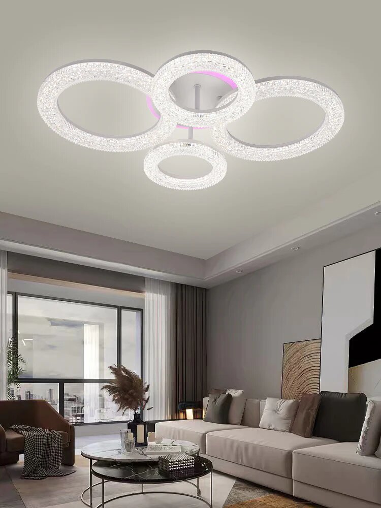 Lustra LED cu Telecomanda RGB, 65W, 3 tipuri de lumina, Alb