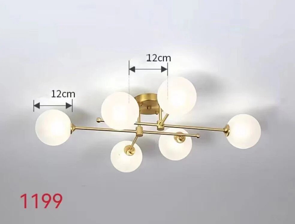 Lustra cu abajururi, 6 x G9, auriu