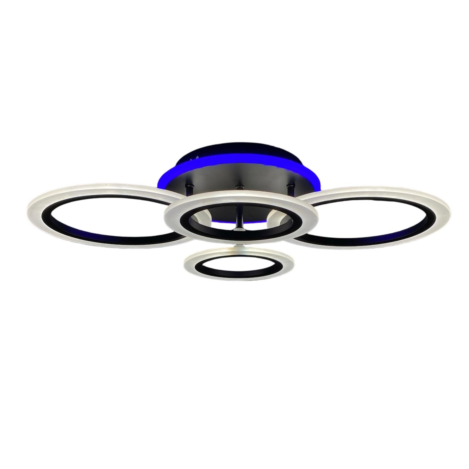 Lustra LED cu Telecomanda RGB, 72W + 20W RGB, 3 tipuri de lumina, Negru