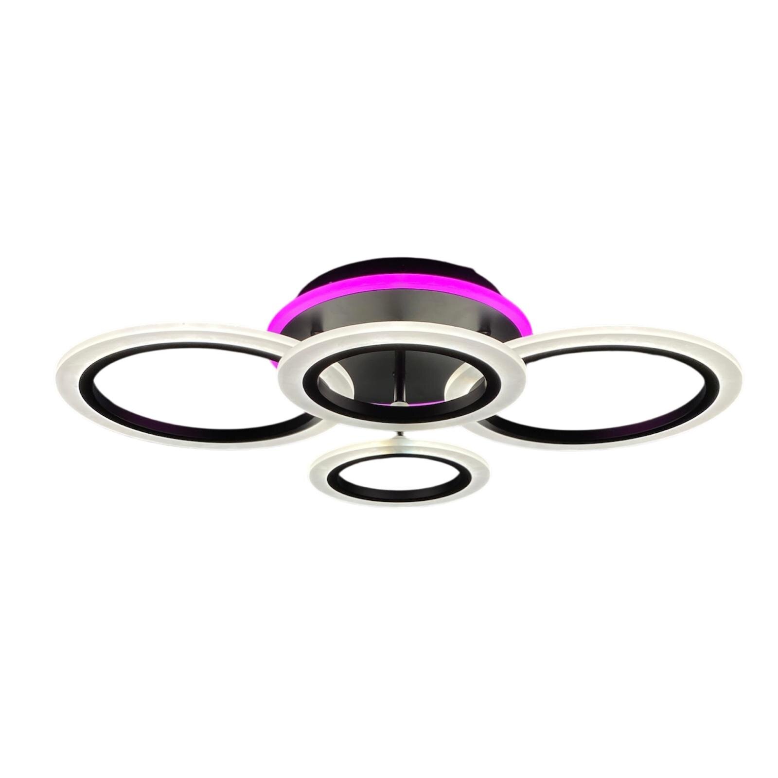 Lustra LED cu Telecomanda RGB, 72W + 20W RGB, 3 tipuri de lumina, Negru