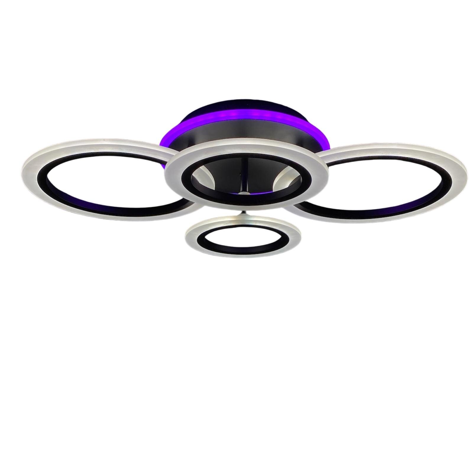 Lustra LED cu Telecomanda RGB, 72W + 20W RGB, 3 tipuri de lumina, Negru