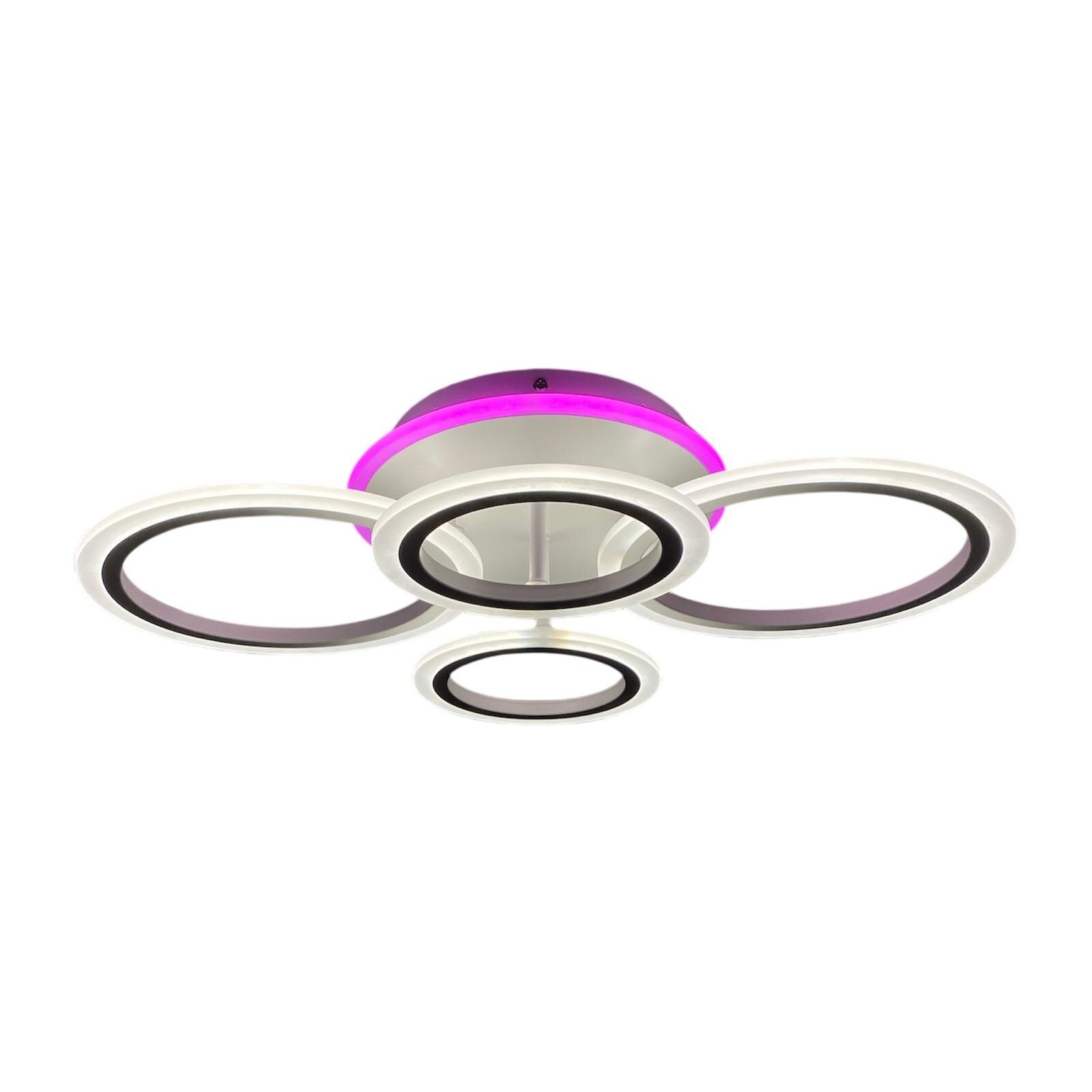 Lustra LED cu Telecomanda RGB, 72W + 20W RGB, 3 tipuri de lumina, Alb