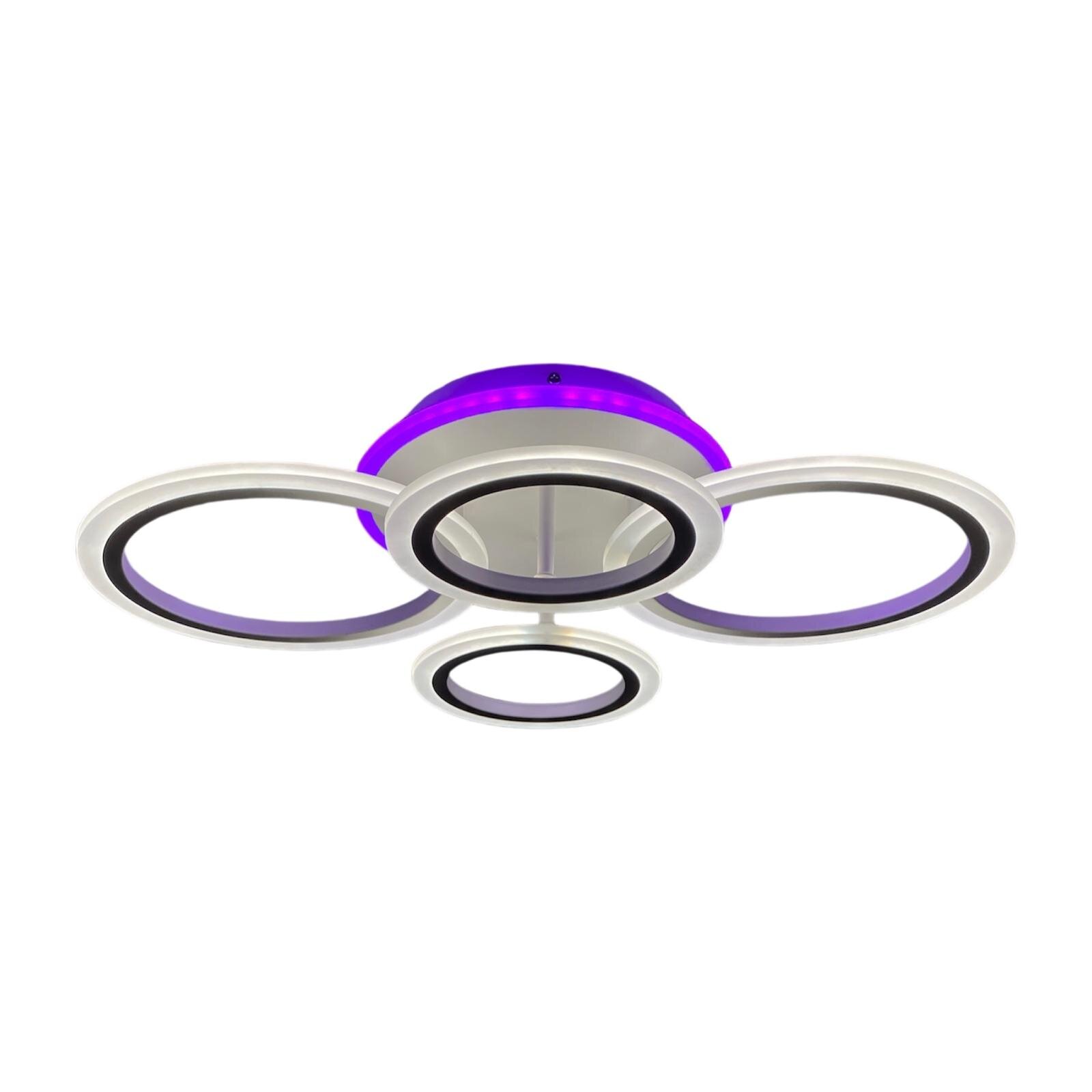 Lustra LED cu Telecomanda RGB, 72W + 20W RGB, 3 tipuri de lumina, Alb