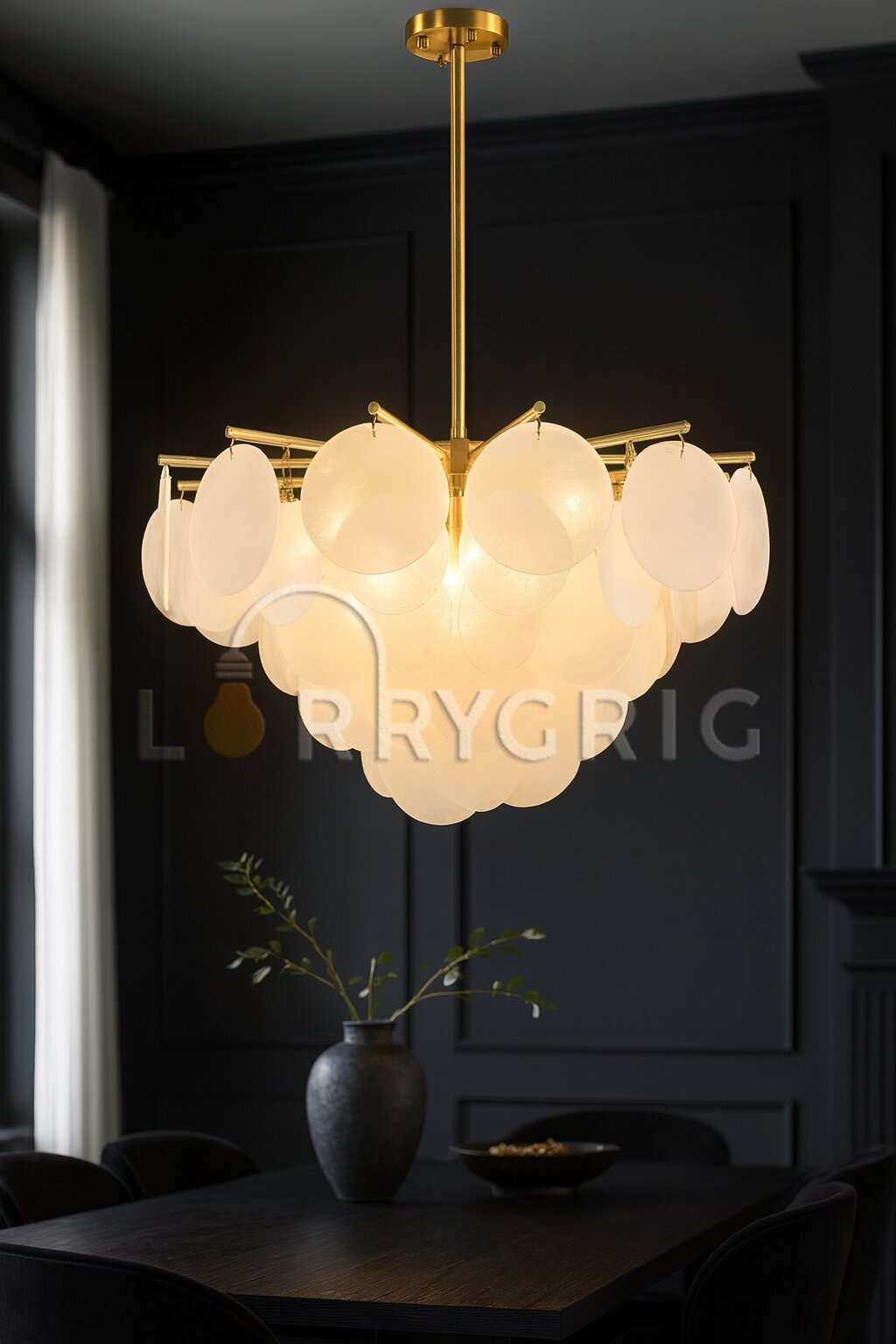 Candelabru Textura Sticla, 60cm, 8 x E14, Auriu