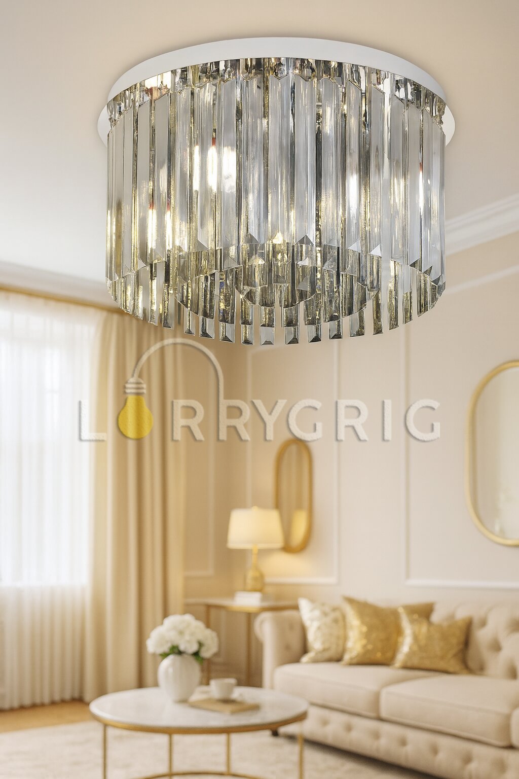 Candelabru Cristal, 40cm, 5 x E14, Crom