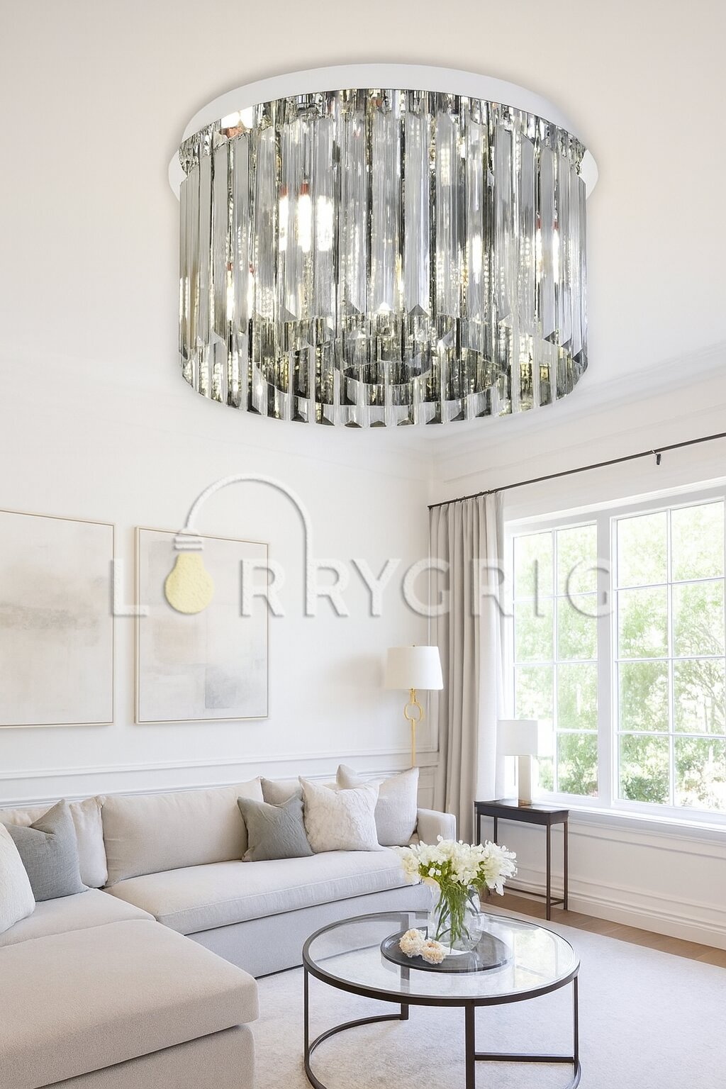 Candelabru Cristal, 40cm, 5 x E14, Crom