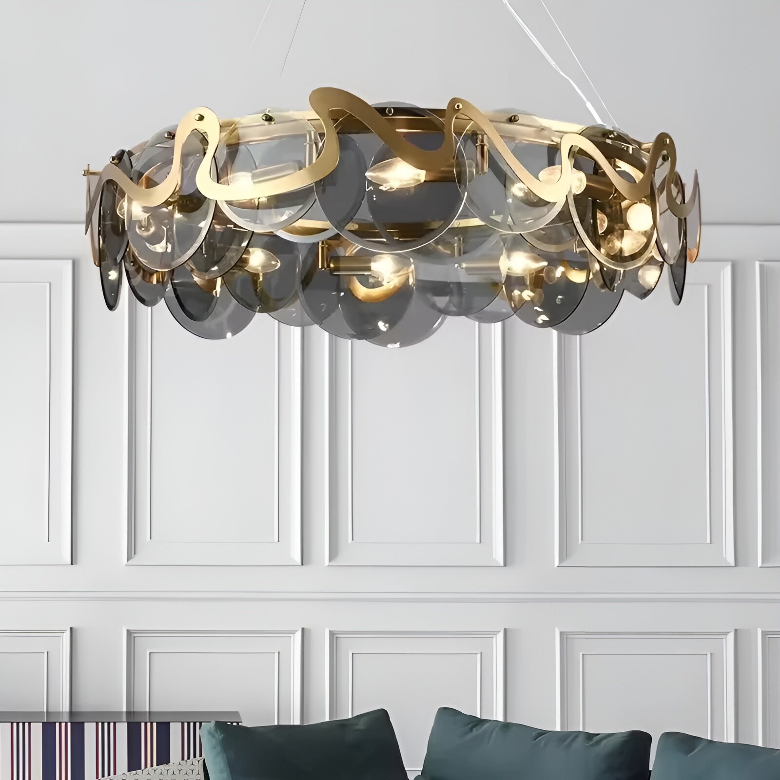 Candelabru Cristal, 60cm, 8 x E14, Auriu
