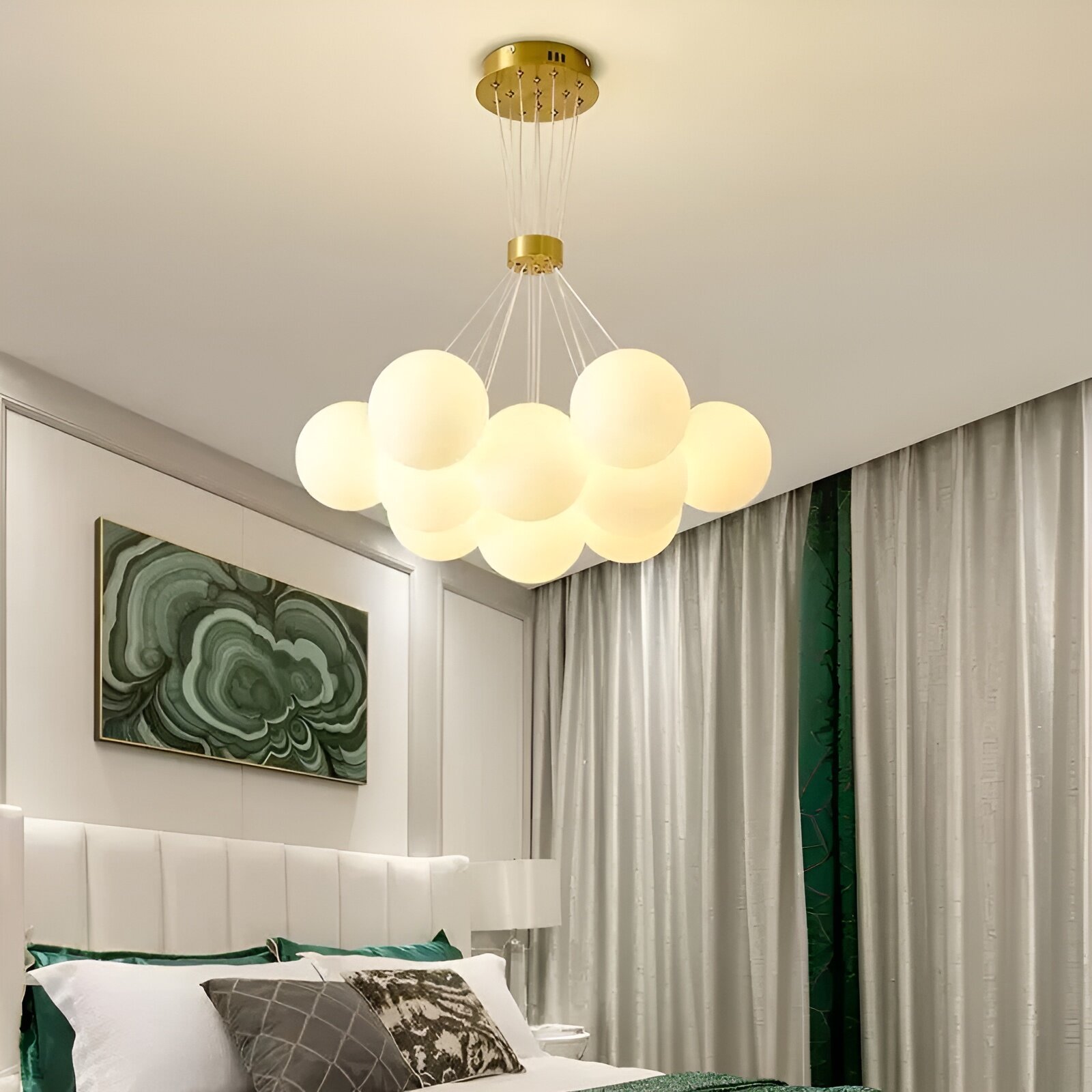 Pendul cu Abajururi, 9 x E27, Auriu