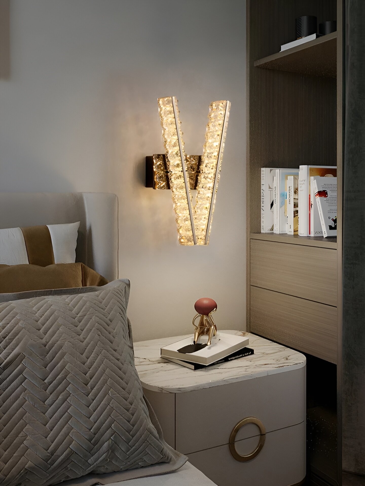 Aplica LED Cristal, 10W, 3 Tipuri de lumina, Auriu