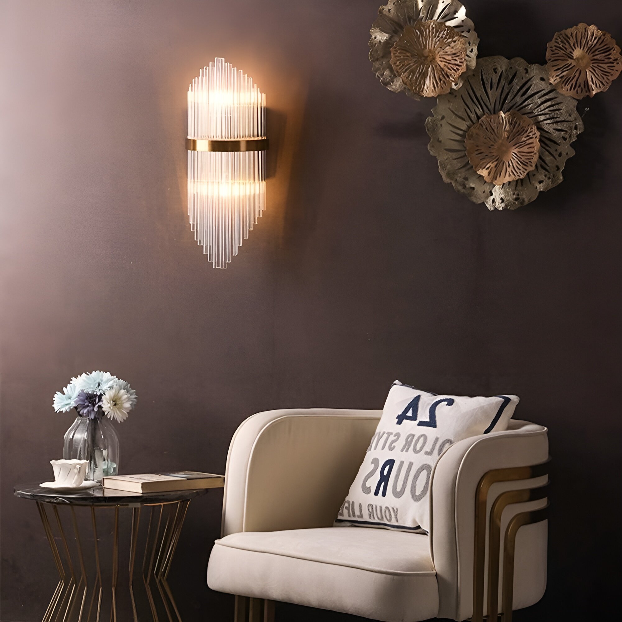 Aplica LED Cristal, 10W, 3 Tipuri de lumina, Auriu