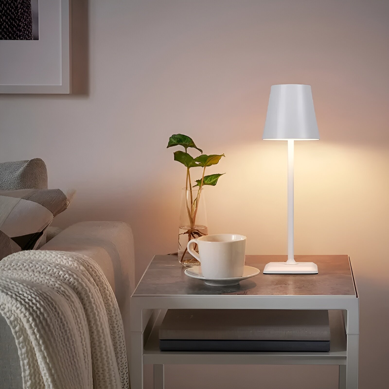 Lampa de masa, Touch, 3 Tipuri De Lumina, Incarcare USB, Alb