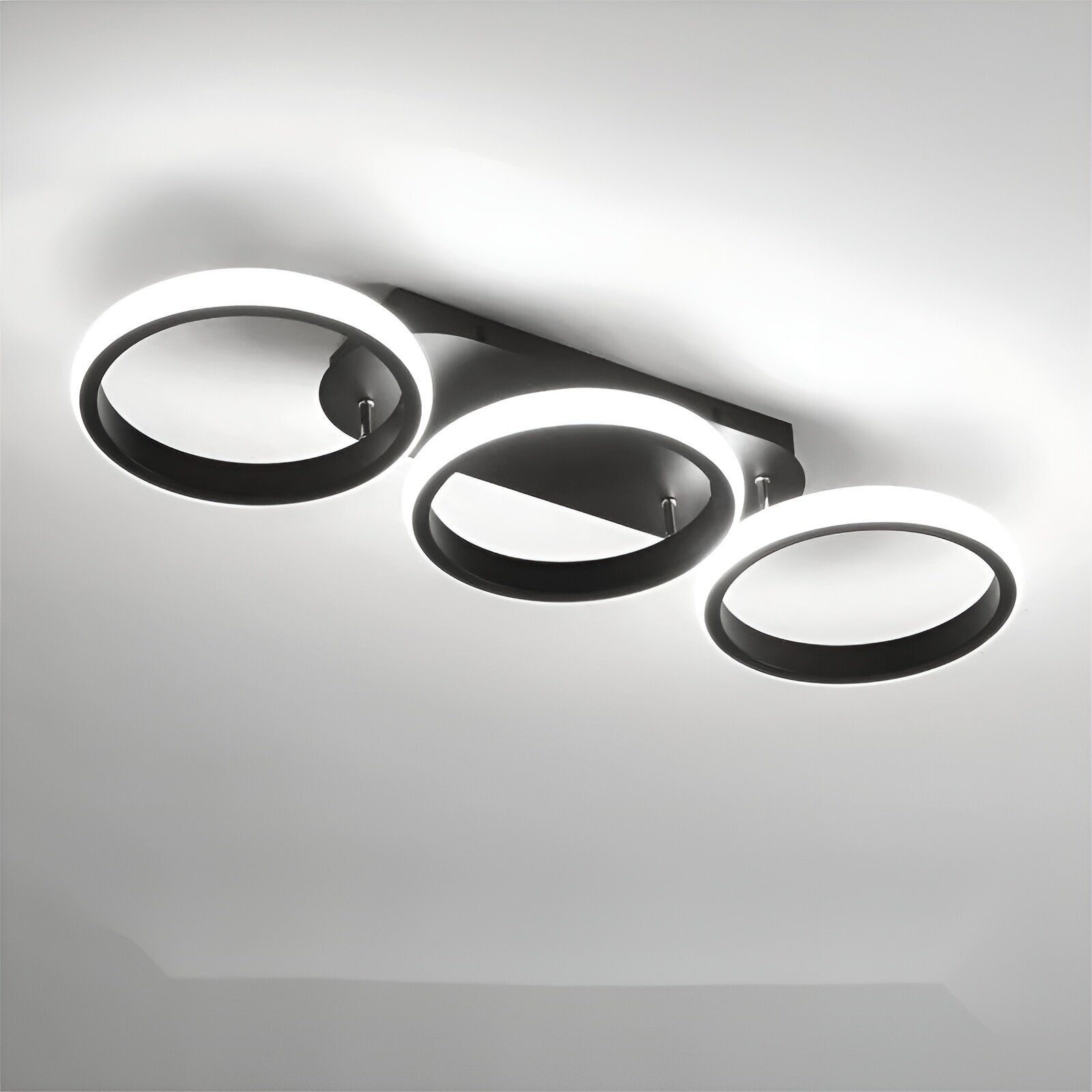 Lustra LED, 54W, 3 tipuri de lumina, Negru