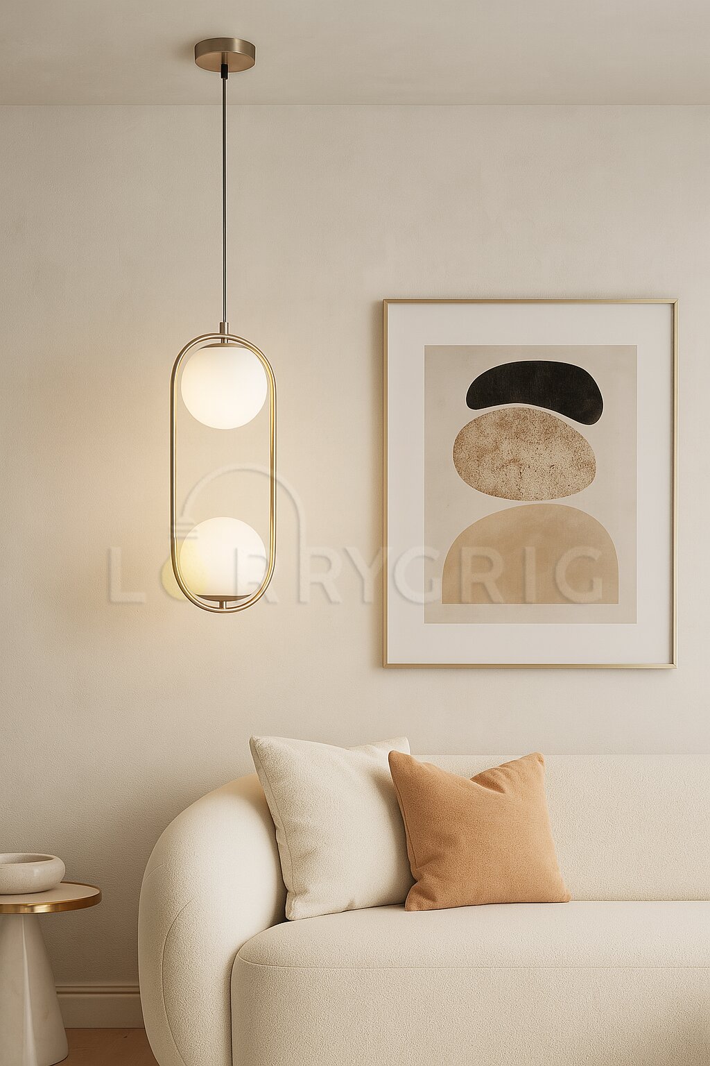 Pendul cu abajur, 2 x E14, Auriu