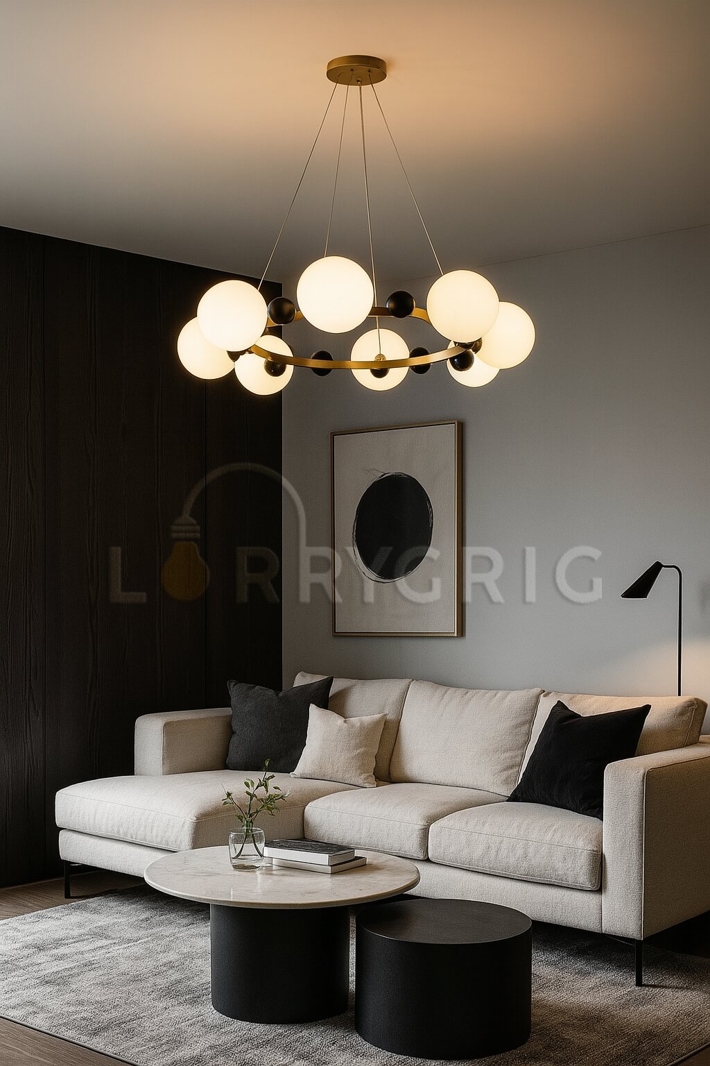 Pendul cu abajur, 8 x E27, Auriu