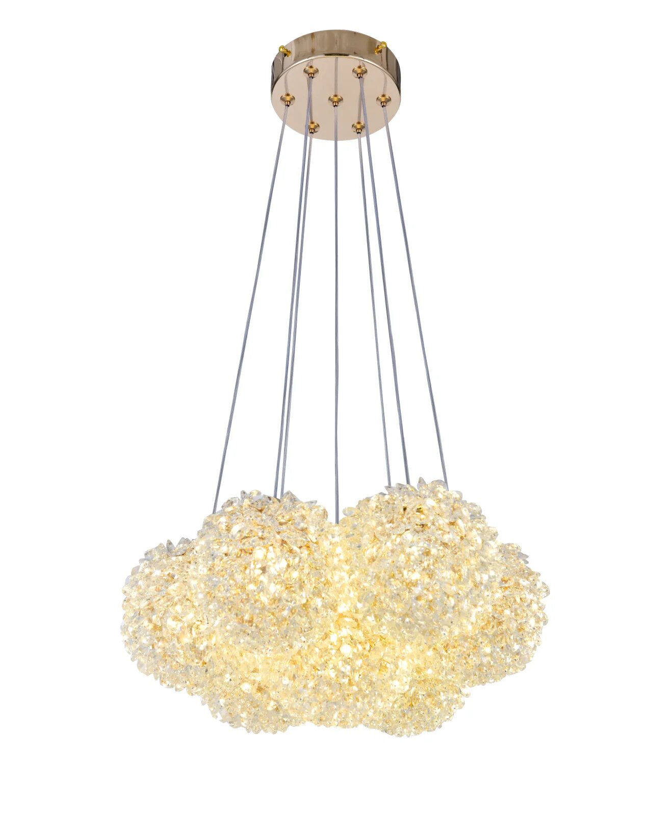 Pendul cu abajur din Cristal, 7 x G9, Auriu