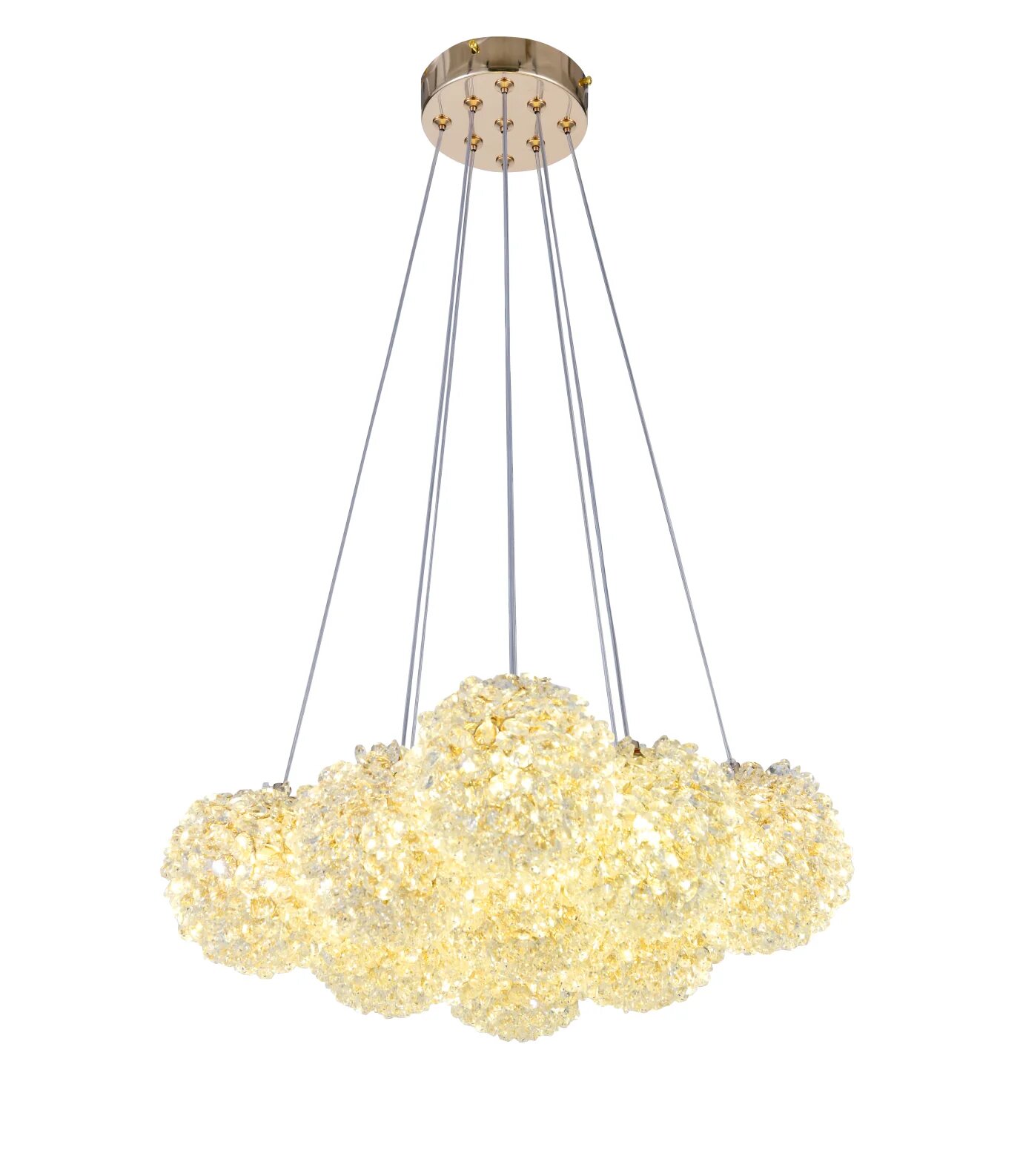 Pendul cu abajur din Cristal, 9 x G9, Auriu