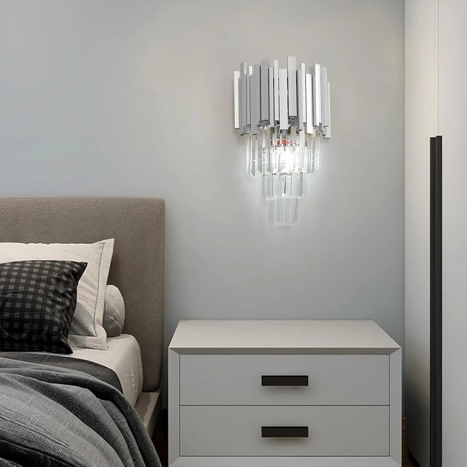 Aplica Cristal, 2 x E27, Argintiu