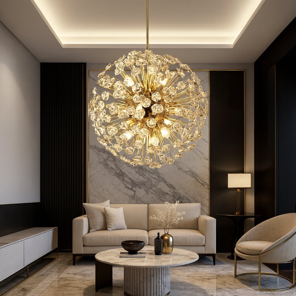Candelabru Cristal, 60cm, 12 x G9, Auriu