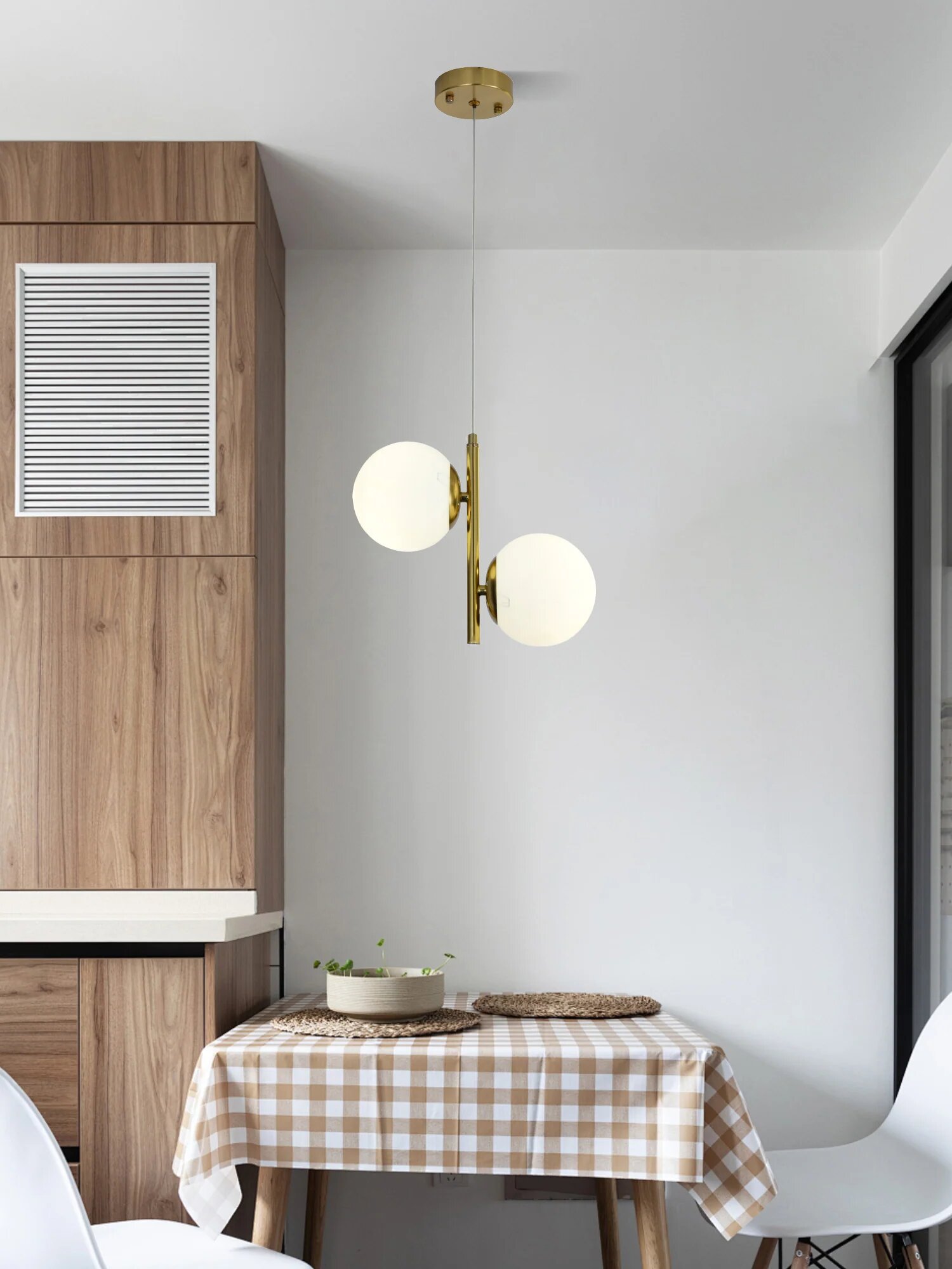 Pendul Luna cu abajur, 2 x E27, Auriu