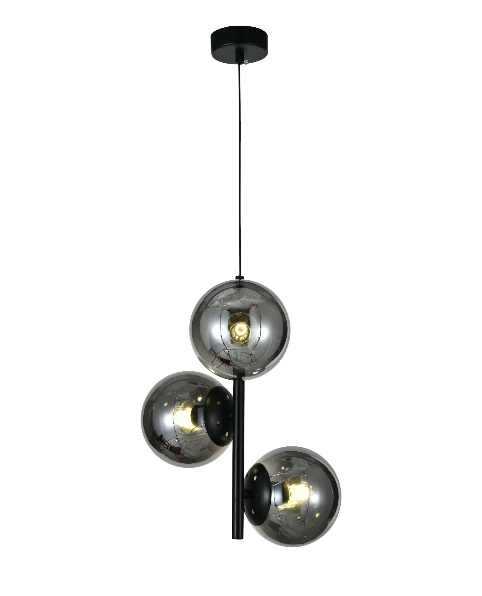 Pendul Luna cu abajur, 3 x E27, Negru
