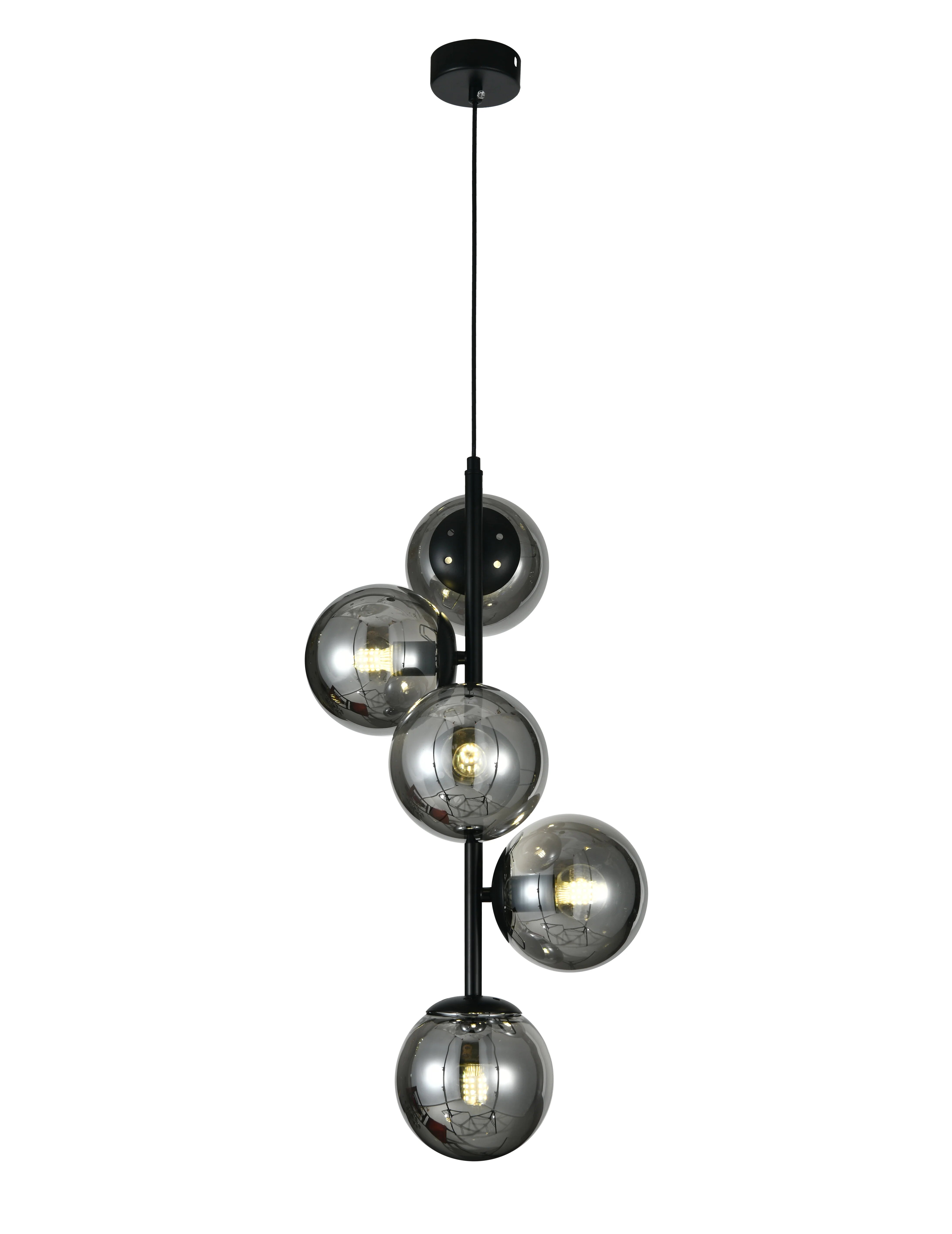 Pendul Luna cu abajur, 5 x E27, Negru