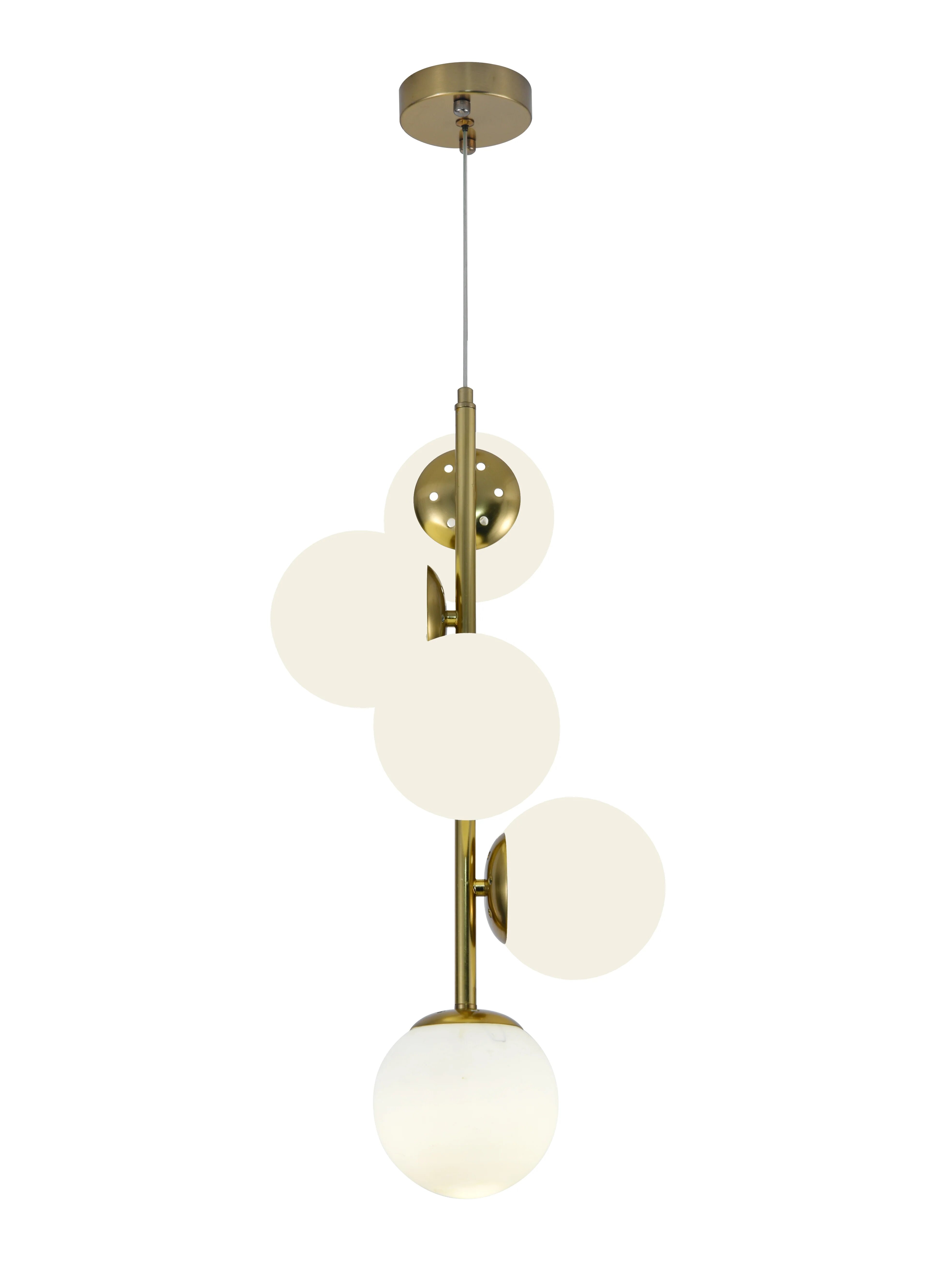 Pendul Luna cu abajur, 5 x E27, Auriu