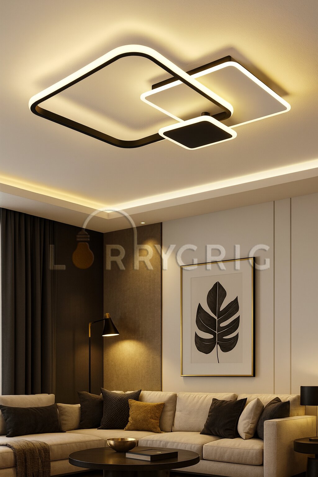 Lustra LED cu Telecomanda, 65W, 3 tipuri de lumina, Alb/Negru