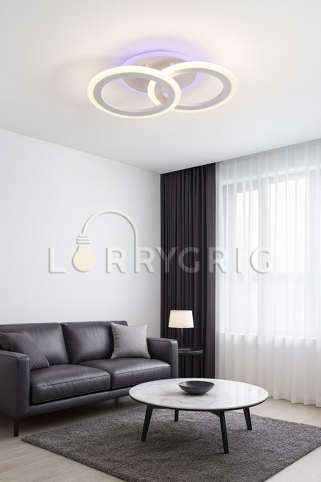 Lustra LED cu Telecomanda RGB, 44W + 16W RGB, 3 tipuri de lumina, Alb