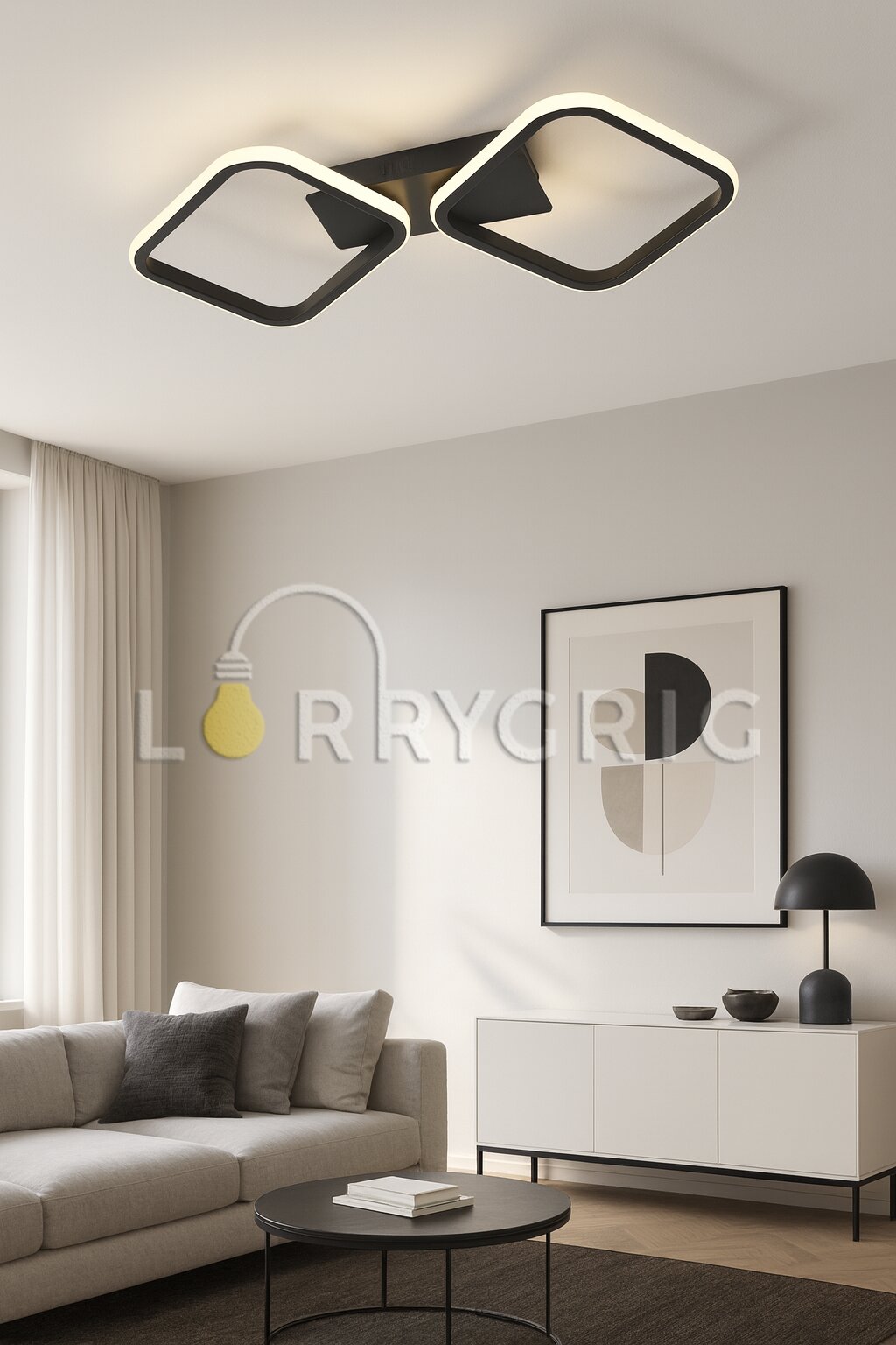 Lustra LED, 52W, 3 tipuri de lumina, Negru