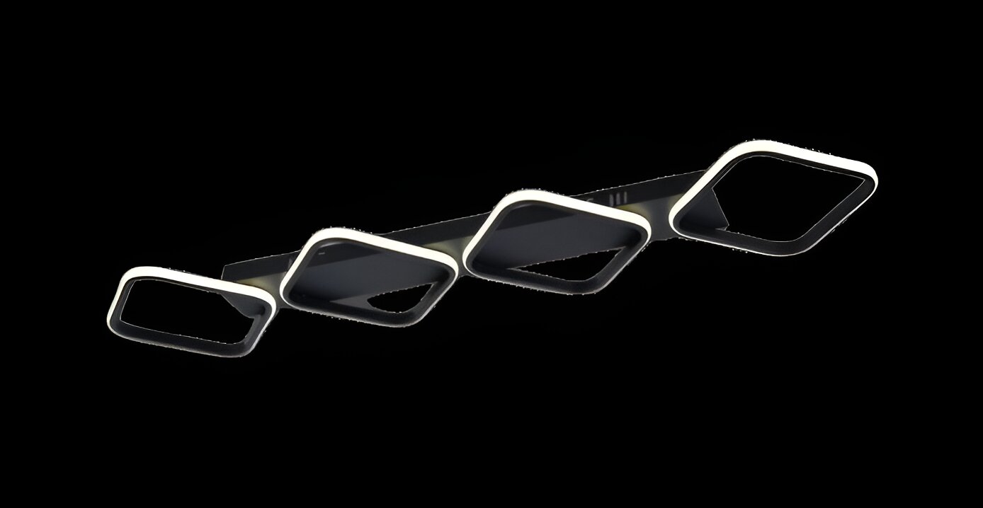 Lustra LED, 104W, 3 tipuri de lumina, Negru