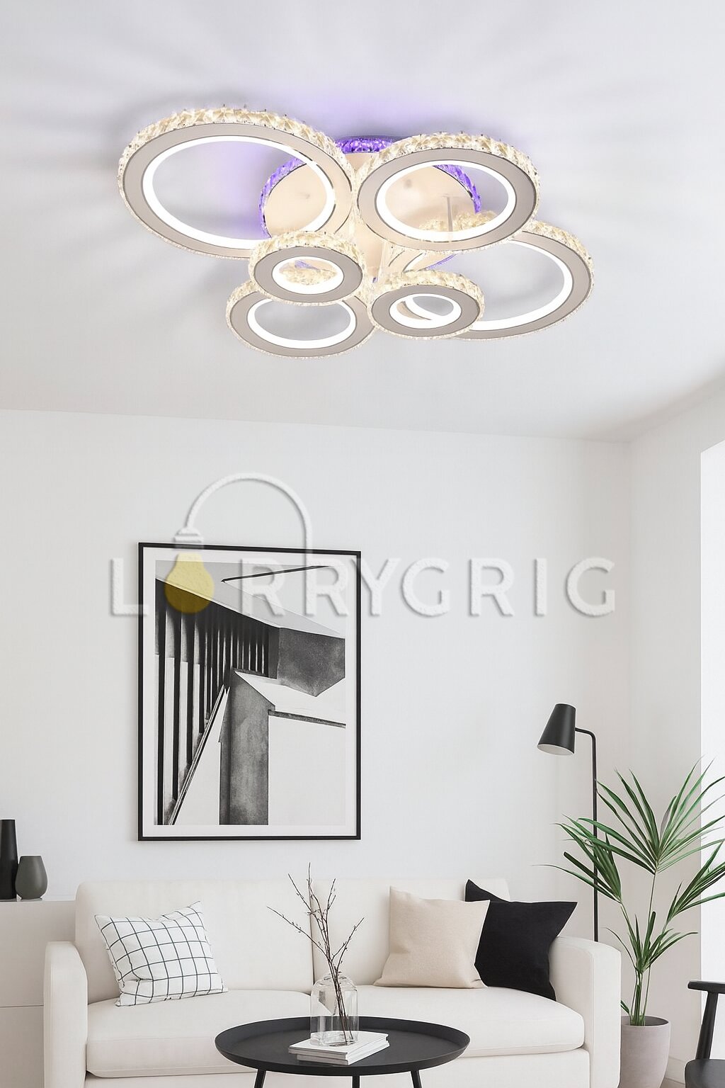 Lustra LED Cristal cu Telecomanda RGB, 238W, 3 tipuri de lumina, Alb